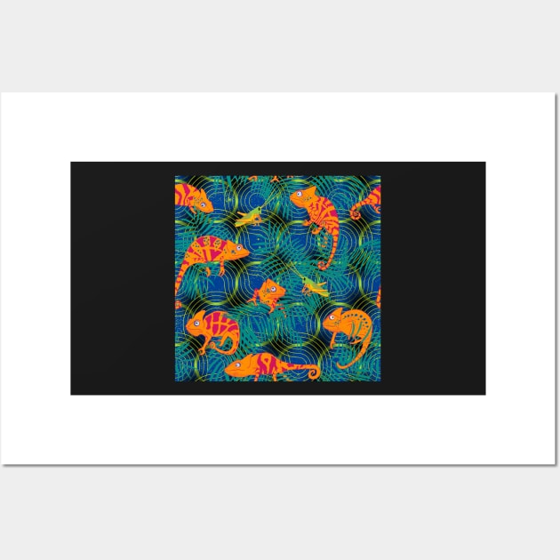 Lost in the woods - chameleon truchet orange Wall Art by kobyakov